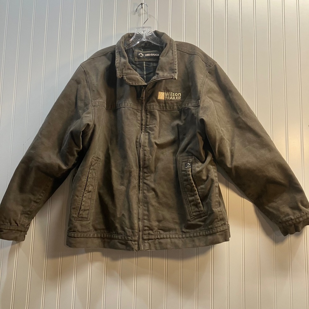 Dri Duck Maverick Mens Brown Canvas Flannel Lined Work Jacket Large Barn Coat - Picture 2 of 13
